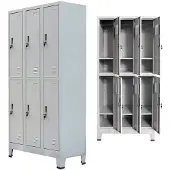 vidaXL Lockerkast met 6 vakken 90x45x180 cm staal grijs