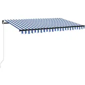 vidaXL Luifel handmatig uittrekbaar met LED 450x350 cm blauw en wit