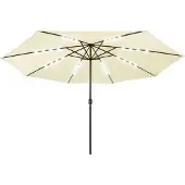 vidaXL Parasol met LED-verlichting 400 cm zandkleurig