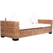 vidaXL Tuinbank 3-zits natuurlijk rattan