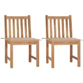 vidaXL Tuinstoelen 2 st met kussens massief teakhout