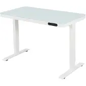Ivol Elektrisch verstelbaar bureau / thuiswerkplek - 120x60 cm - Glas wit