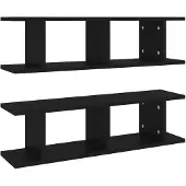 vidaXL Wandschappen 2 st 75x18x20 cm bewerkt hout zwart