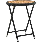 vidaXL Salontafel 60 cm poly rattan en massief acaciahout zwart