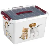 SmartaSaker Q-line huisdieren opbergbox met inzet 22L - 40x30x26 cm - Wit/Rood