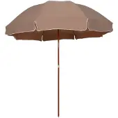 vidaXL Parasol met stalen paal 300 cm taupe