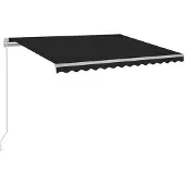 vidaXL Luifel handmatig uittrekbaar met LED 450x350 cm antracietkleur