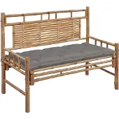 vidaXL Tuinbank met kussen 120 cm bamboe