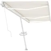 vidaXL Luifel handmatig uittrekbaar met LED 600x300 cm crèmekleurig