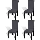 vidaXL Stoelhoezen 4 st stretch recht antracietkleurig