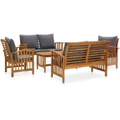 vidaXL 5-delige loungeset voor de tuin met kussens, gemaakt van massief acaciahout