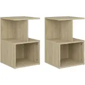 vidaXL Nachtkastjes 2 st 35x35x55 cm bewerkt hout sonoma eikenkleurig