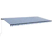 vidaXL Luifel handmatig uittrekbaar met LED 600x300 cm blauw en wit