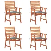 vidaXL Tuinstoelen, set van 4, met kussens, gemaakt van massief acaciahout