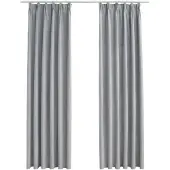 vidaXL Gordijnen verduisterend met haken 2 st 140x175 cm grijs