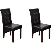 vidaXL Eetkamerstoelen gecapitonneerd kunstleer bruin 2 st online kopen