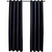vidaXL Gordijn verduisterend met metalen ringen 2 st 140x225 cm zwart
