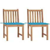 vidaXL Tuinstoelen 2 st met kussens massief teakhout