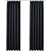 vidaXL Gordijnen verduisterend met haken 2 st 140x175 cm zwart