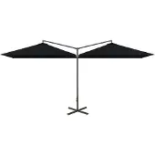 vidaXL Parasol dubbel met stalen paal 600x300 cm zwart