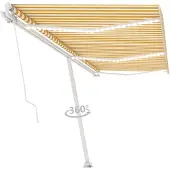 vidaXL Luifel handmatig uittrekbaar met LED 600x300 cm geel en wit