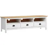 vidaXL TV-kast Hill, wit, 158x40x47 cm, massief grenenhout