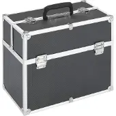 vidaXL Make-up koffer 38x23x34 cm aluminium zwart