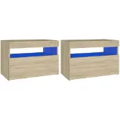 vidaXL Nachtkastjes 2 st LED-verlichting 60x35x40 cm sonoma eikenkleur