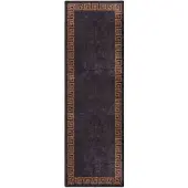 vidaXL Vloerkleed wasbaar 80x300 cm zwart en goudkleurig