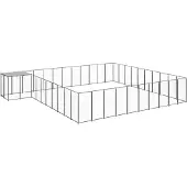vidaXL Hondenkennel 31,46 m² staal zwart