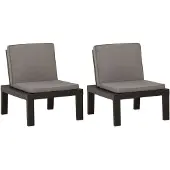 vidaXL Tuinstoelen met kussens, 2 stuks, kunststof, grijs