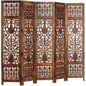 vidaXL Kamerscherm 5 panelen handgesneden 200x165 cm mangohout bruin
