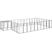 vidaXL Hondenkennel 19,36 m² staal zwart