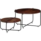vidaXL 2-delige Salontafelset 60x35 cm massief acaciahout