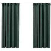 vidaXL Gordijnen linnen-look verduisterend haken 2 st 140x175 cm groen