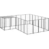 vidaXL Hondenkennel 8,47 m² staal zwart