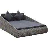 vidaXL Tuinbed 110x200 cm poly rattan grijs