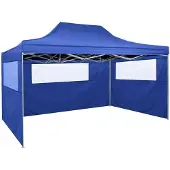 vidaXL Professionele partytent, inklapbaar, met 3 zijwanden, 3x4 meter, staal, blauw