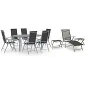 vidaXL 10-delige tuinset, zwart en zilver