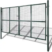 vidaXL Dubbele poort met deur 300x150 cm gepoedercoat staal