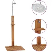 vidaXL Buitendouche 75x75x210 cm massief teakhout