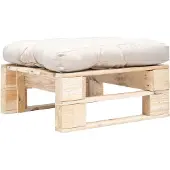 vidaXL Tuinpoef met zandkleurig kussen pallet hout naturel