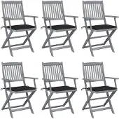 vidaXL Tuinstoelen 6 st inklapbaar met kussens massief acaciahout