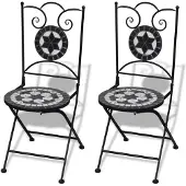 vidaXL mozaïekstoel bistro set zwart/wit