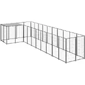 vidaXL Hondenkennel 7,26 m² staal zwart