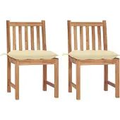 vidaXL Tuinstoelen 2 st met kussens massief teakhout