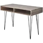 vidaXL Bureau met 2 compartimenten grijs