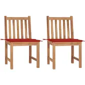 vidaXL Tuinstoelen, 2 stuks met kussens, massief teakhout