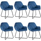 vidaXL Eetkamerstoelen 6 st fluweel blauw