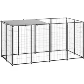 vidaXL Hondenkennel 2,42 m² staal zwart